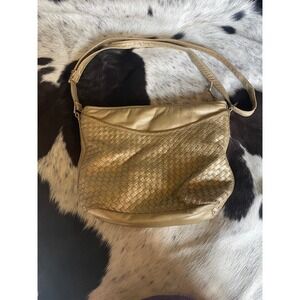 Vintage Woven Shoulder Bag Gold Metallic Purse Handbag‎ Convertible Evening